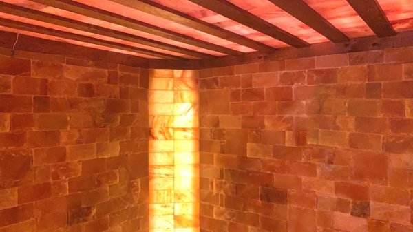 Cedar lined illuminated salt brick ceiling